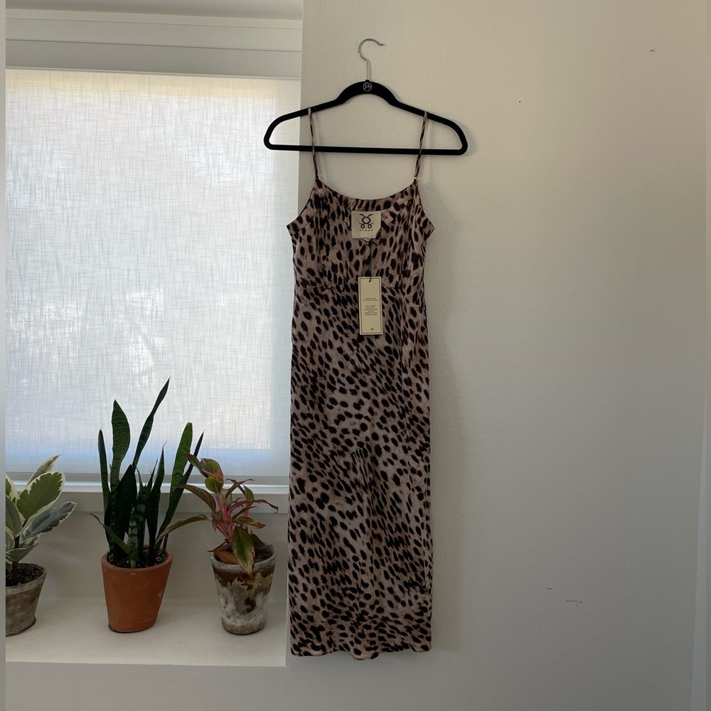 Figue 100% Silk Slip Cheetah Dress - Small - Picture 2 of 6